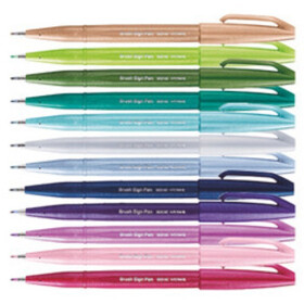 Pentel Brush Sign Pen 12er Set Pastell
